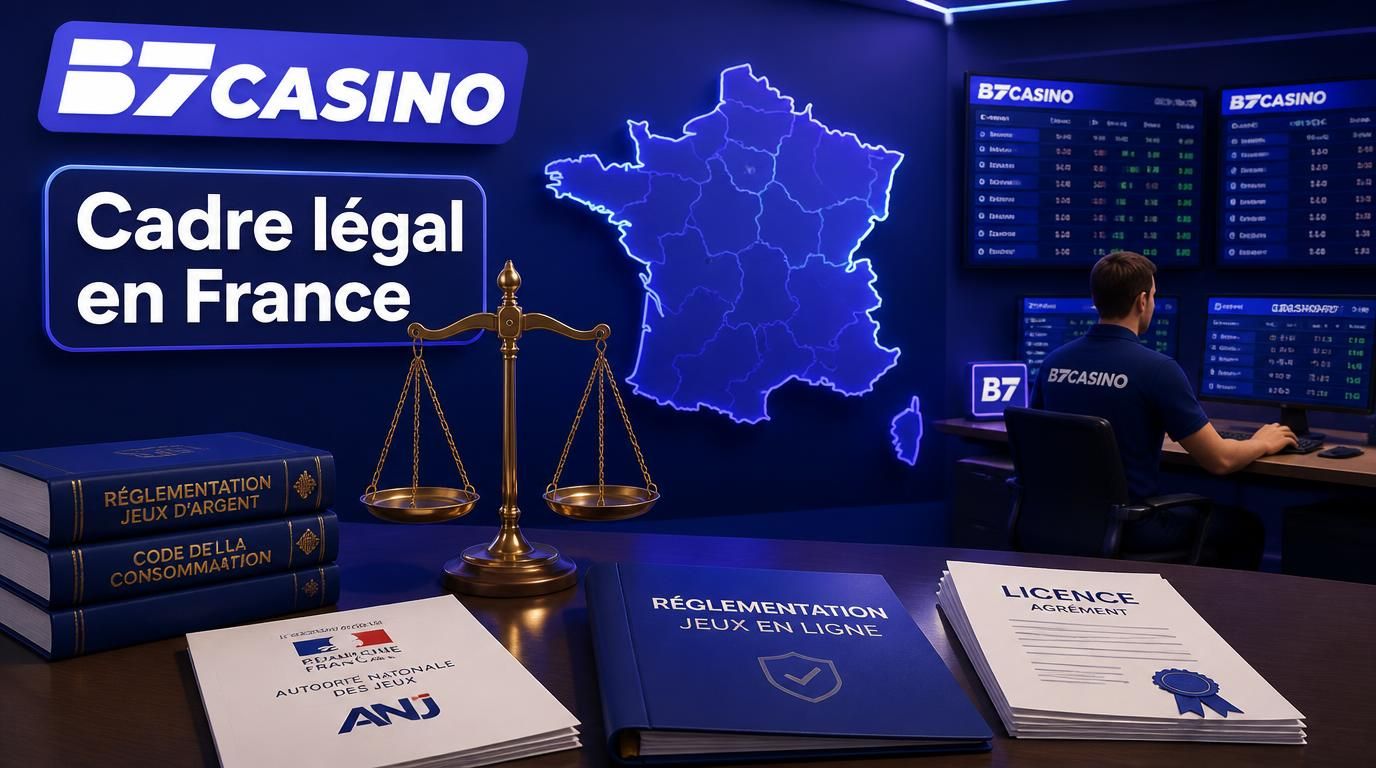 Des symboles judiciaires sur fond bleu tricolore représentant le cadre légal des paris