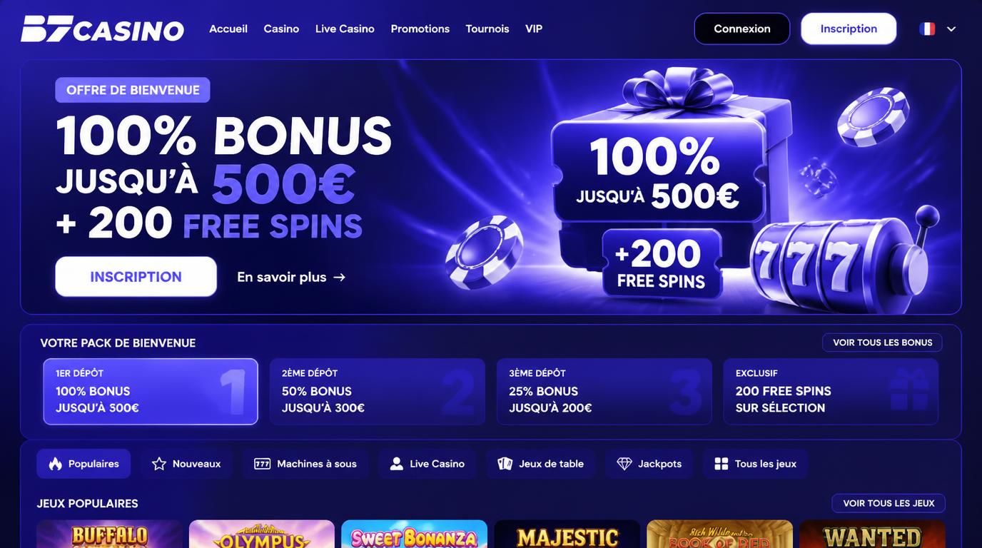 Bannière bonus de bienvenue visible