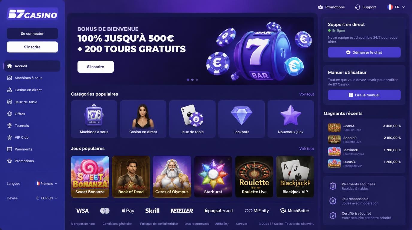 Support en français et devise euro
